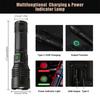 100000LM LED Flashlight USB Rechargeable Zoom Torch Strong Light Focused Light Source Can Light a Flame Waterproof Lantern