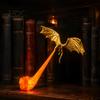 Wooden Shelf Clamp Light Dragon Bookshelf Nook with LED Flame Effect, Fantasy Decor, Cozy Nighttime Atmosphere Lamp Flying Display Ornament for Study