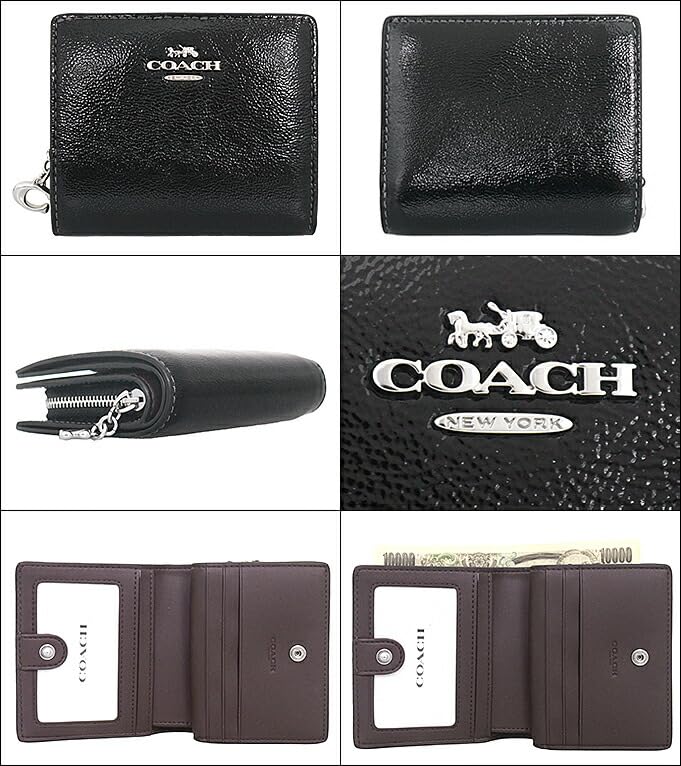 Wallet FCW790 CW790 Black Patent Leather C Charm Snap Round Zip Wallet [Coach] (Bifold Wallet) Women's [Outlet Product] [Brand] [Item]