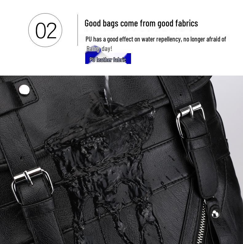 Men's Large Capacity PU Leather Business Laptop Backpack