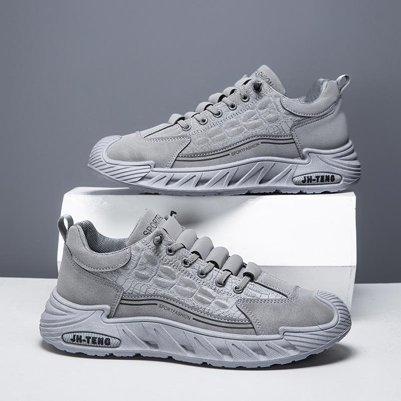 Single Cotton Large Size Men's Shoes Casual Men's Lace-up Fashion Crocodile Pattern Soft-soled Sports Shoes
