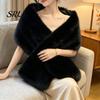 Stylish Dress Shawl Women's Faux Fur Shawl, Plush Collar Scarf Wrap, Soft Solid Color Breathable Elegant Wrap for Women Colder Winter Warm Bridal