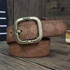 Vintage Handmade Women's Genuine Leather Belt with Copper Buckle - First Layer Cowhide, Versatile for Jeans, Personality Pattern, Casual Style.