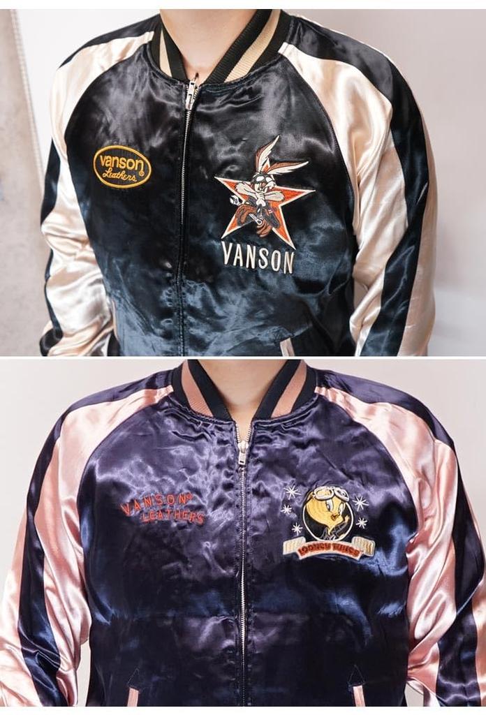 Looney Tunes Collaboration LOONEY TUNES Sukajan Wile Coyote Tweety [Banson] Men's E. LTV-2504-Black-M