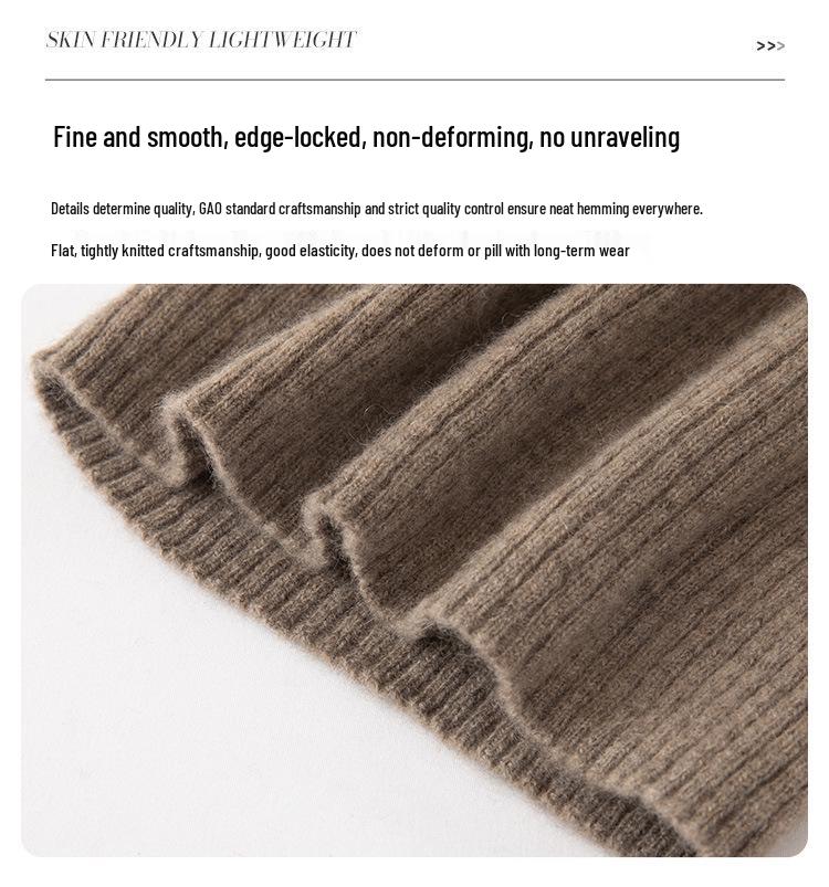 Women's 100% Pure Cashmere Neck Warmer - Versatile Solid Color Pull-On Knit Scarf