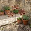 Weathered Rust Finish Metal Floral Stake Cast Iron Flower Yard Art Decor Flower Garden Stake  Patio