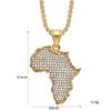 Zirconium-inlaid African Map Pendant Necklace Men's Hip-hop Stainless Steel Jewelry