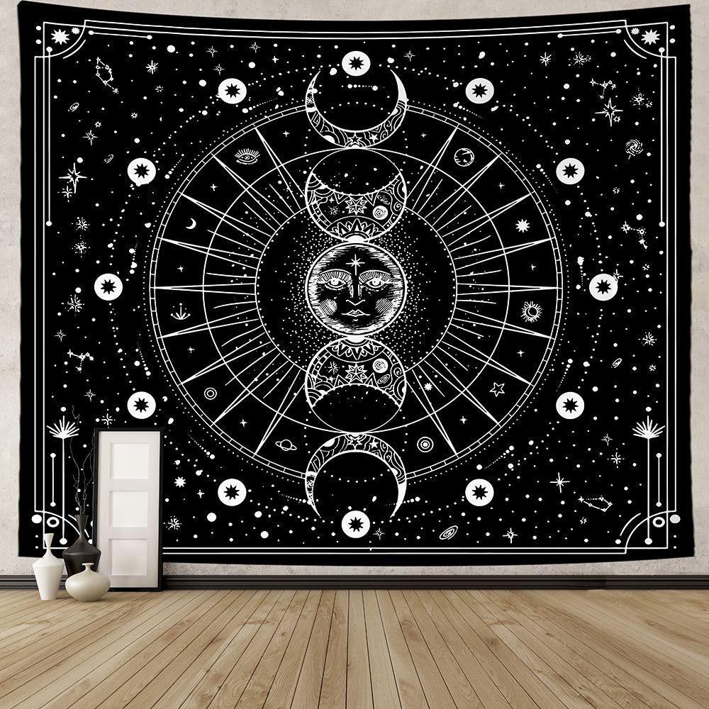 VIKAMA Star and Moon Tapestry Constellation Boho Living Room Bedroom Meditation Room Decoration