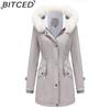 BITCED Autumn/Winter Detachable Fur Collar Women's Parka Long-Sleeved Hooded Cotton Coat Fleece Overcoat