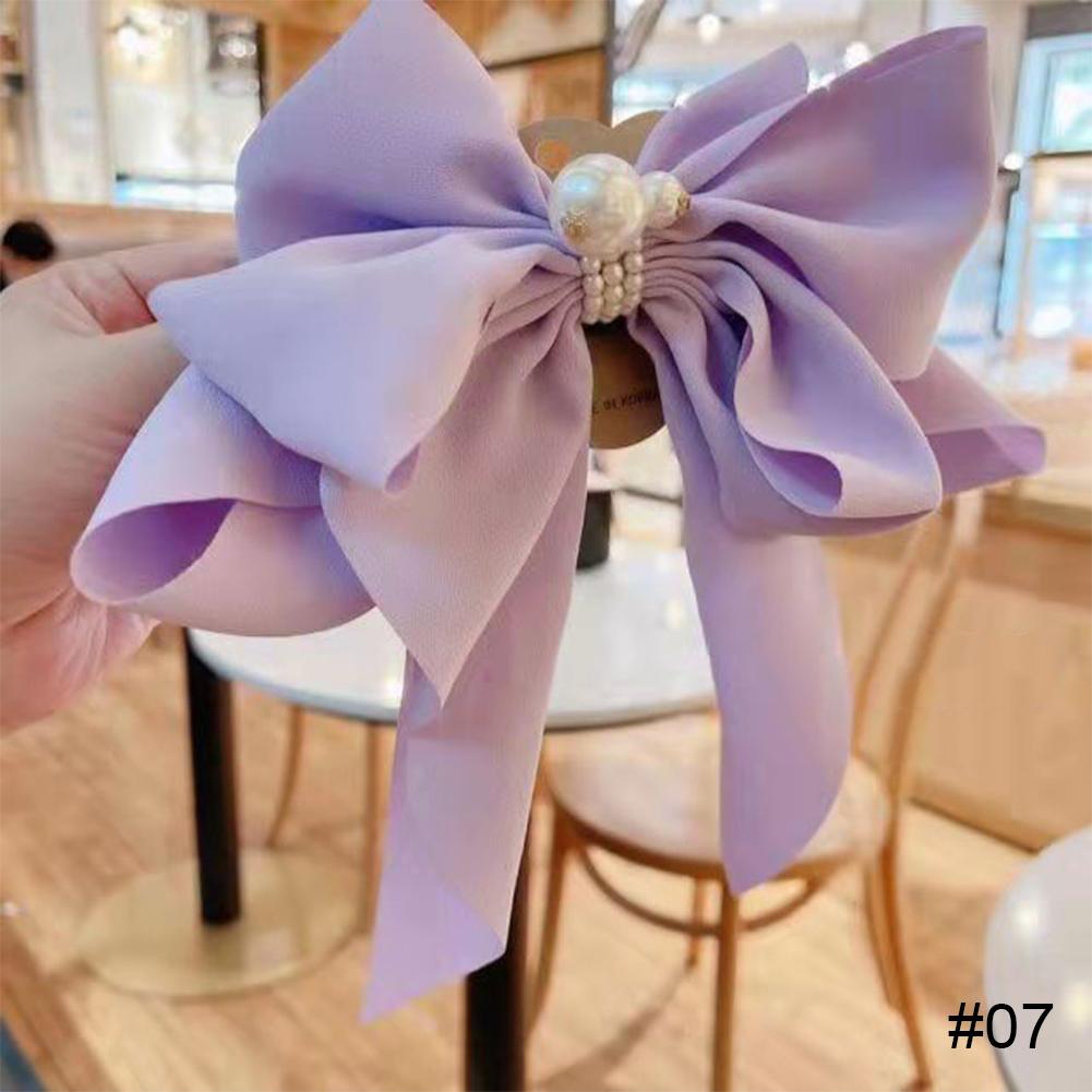 

Шифоновая заколка для волос с бантом и жемчугом, пружинная заколка для волос, модные универсальные заколки для волос, темпераментная шпилька 07