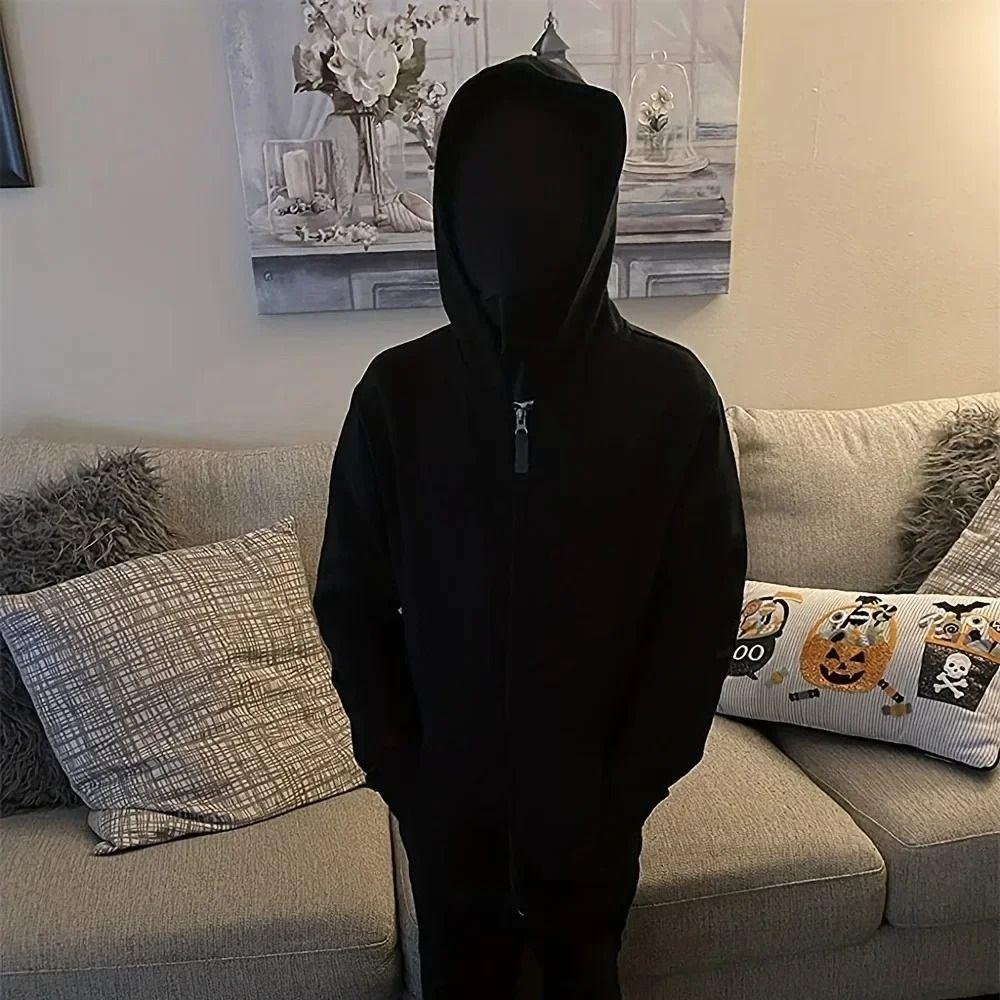 2pcs Black Cosplay Full Mask Breathable Cosplay Head Cover New Hood Cosplay Prop