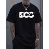 European Sizes Simple and Fashionable Dog Letter Pattern Printed Men's Round Neck Short Sleeved T-shirt, Comfortable and Breathable Casual Sports Top