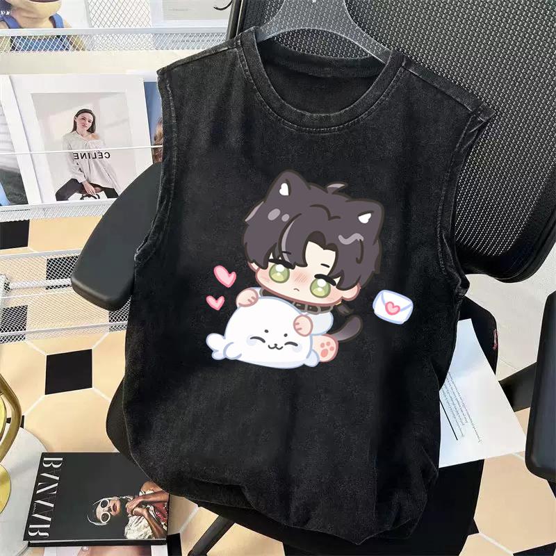 Nadměrné tílko bez rukávů s grafikou Pánské Dámské Oblečení do posilovny Potisk Game Love and Deepspace Y2K Trička Vesta