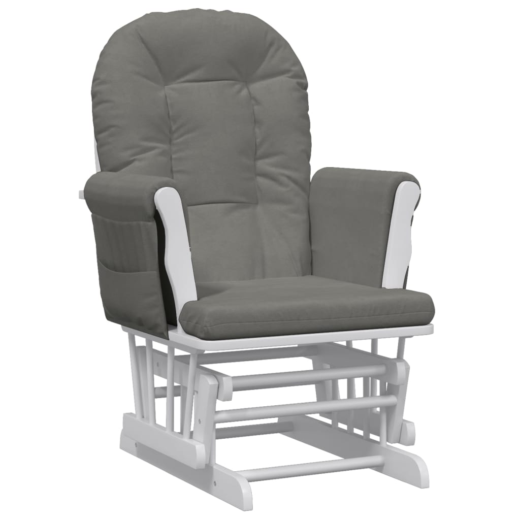 Rocking Chair with Footstool Gliding Dark Grey Fabric