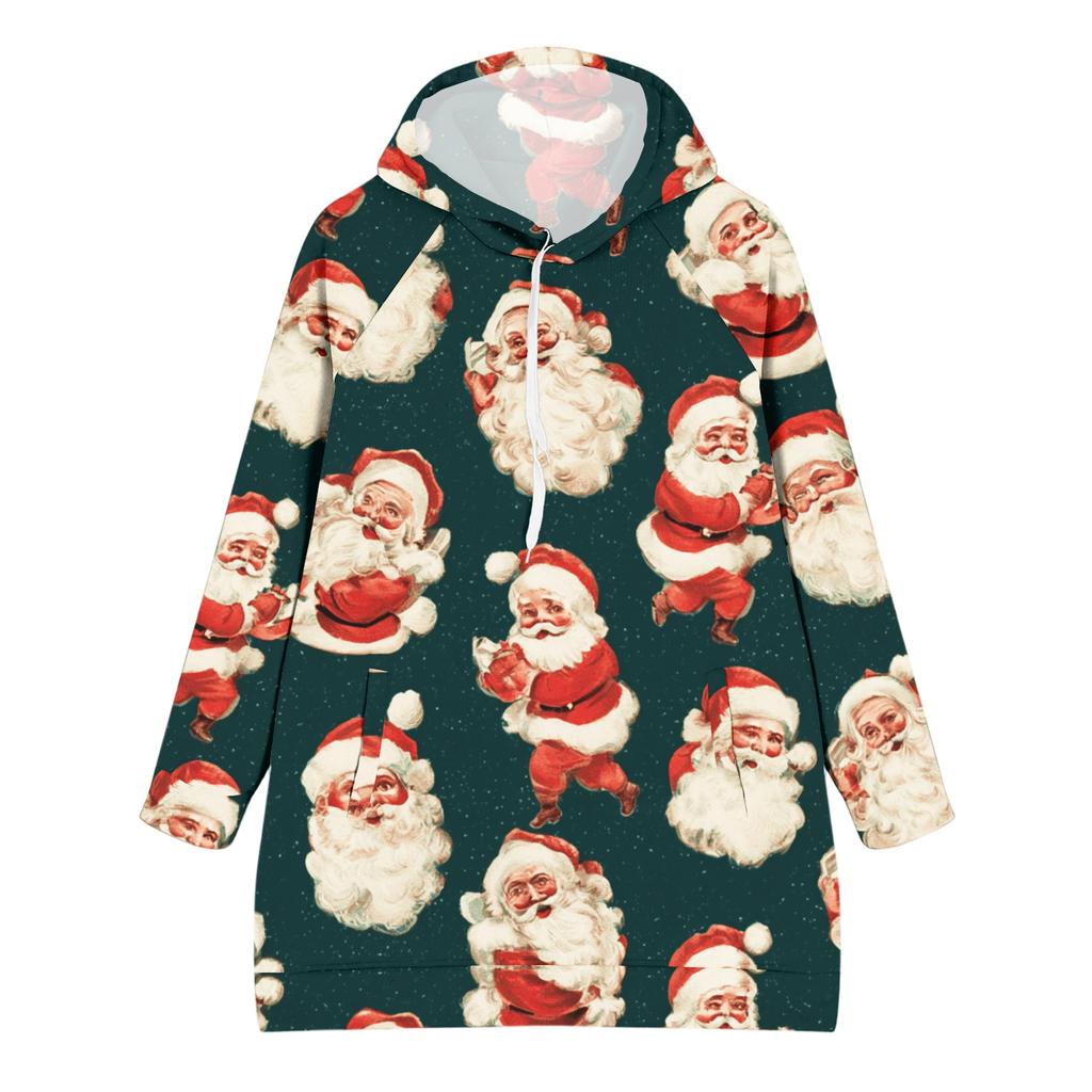 Women's Fashion Casual Long Sleeve Christmas Print Hoodie Top