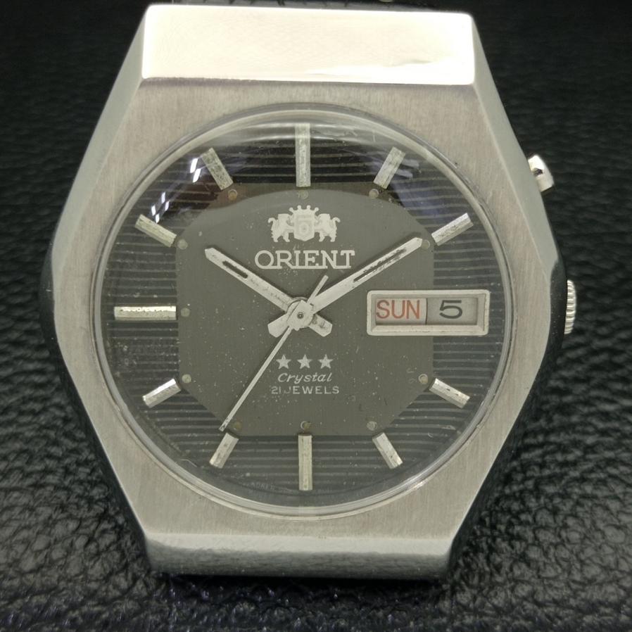USED JAPAN OLD ORIENT CRYSTAL AUTOMATIC 46941 MENS ORIGINAL DIAL WATCH A416171-2 R10621f-a416171