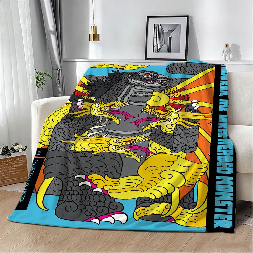 G-Godzilla-S 2 M-Monster King Classic 3D Flannel Blanket Soft Throw Blanket Art For Home Decor Bedroom Bed Sofa Picnic Fans Gift