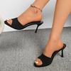 Sandales Stiletto Velours à Talons Hauts à Bride Unique pour Femmes - Grande Taille - Été 2026