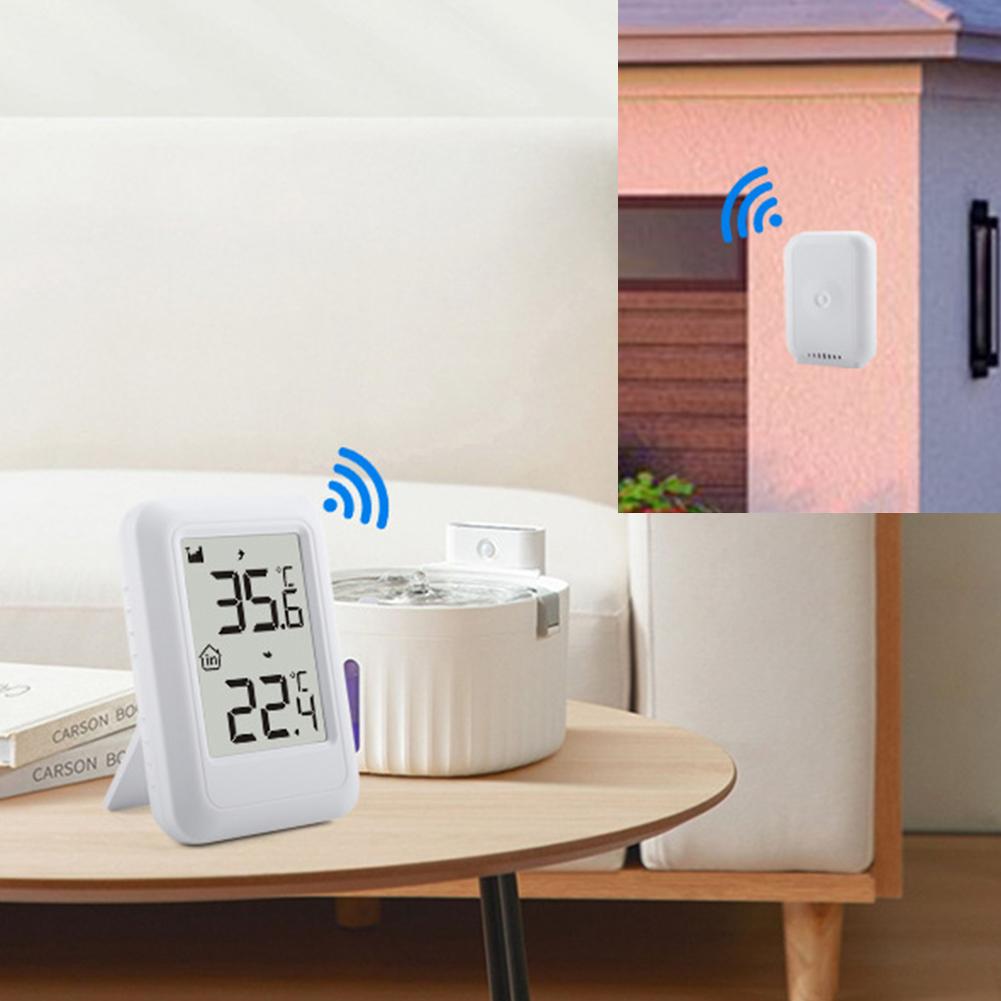 Wireless Thermometer with Hanging Hole Digital Thermometer with Support Frame Temperature Humidity Meter for House Room Patio