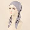 New Shimmer Pre-Tied Hat Women Muslim Hijab Turban Long Tail Headscarf Beanies Bonnet Hair Loss Chemo Cap Head Wrap Bandanas