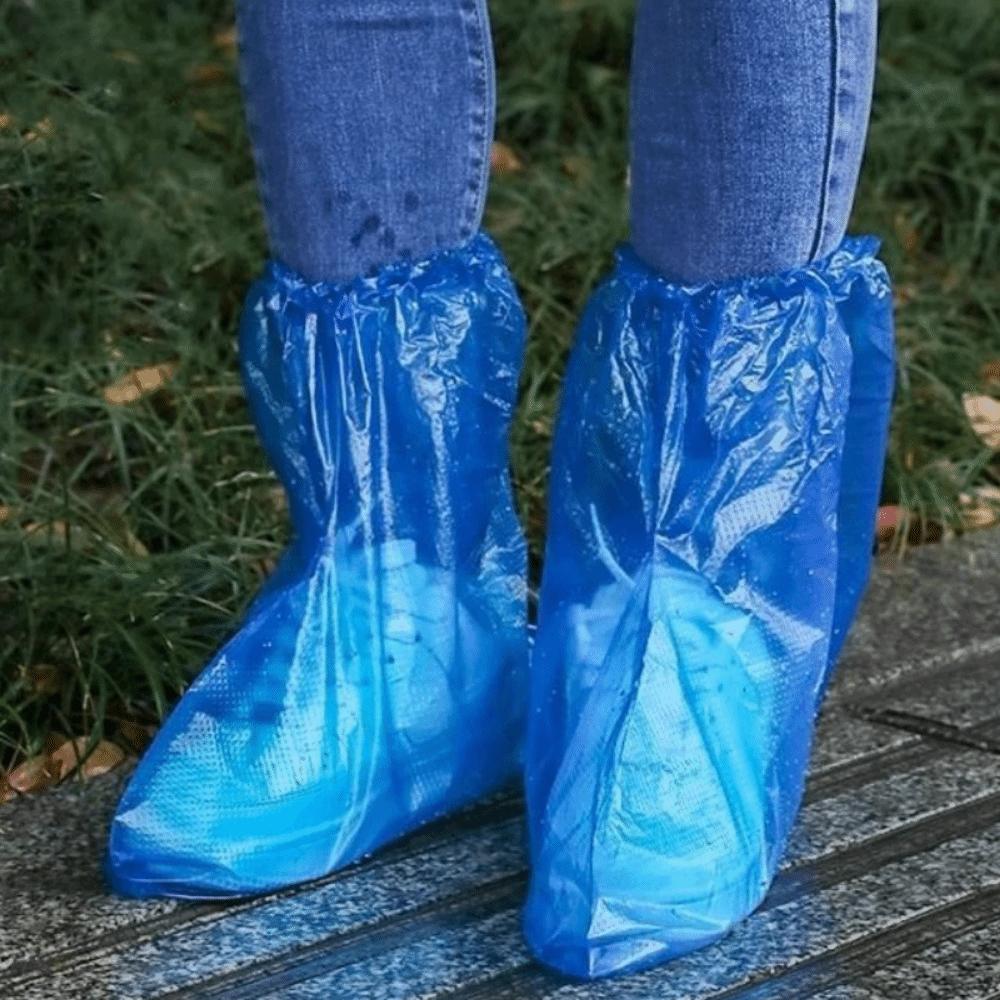 10Pcs Disposable Rain Shoe Cover Transparent Isolation Foot Cover High-Quality Shoe Covers Outdoor blue S 30x38cm