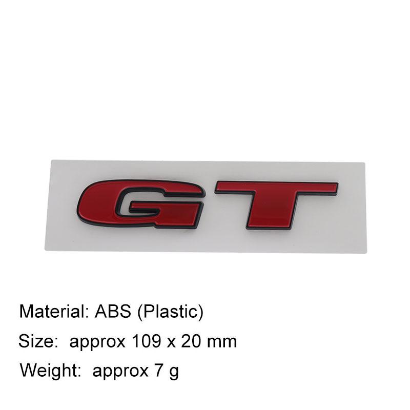 3D Premium ABS GT Letters Sticker Tail Bumper Badge Auto Rear Trunk Emblem Accessories Exterior Decoration