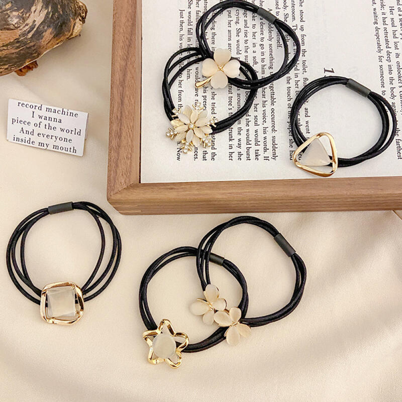 Cat's Eye White Gem Hair Band 5P SET