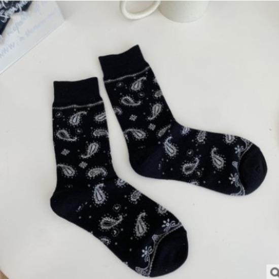 Cartoon Puppy Embroidery Cute Socks Women Autumn and Winter Middle Tube Socks Korean Striped Cotton Knitted Elastic Long Socks