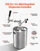 4L Mini Keg, Pressurized Growler Tap System, 304 Stainless Steel Beer Kit, with Co2 Regulator, Self-Closing Faucet, Keeps Fresh and Carbonation for