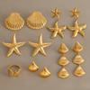 Stainless Steel Stud Earrings for Women - Elegant Ear Accessories Featuring Star-shaped Seashell Designs