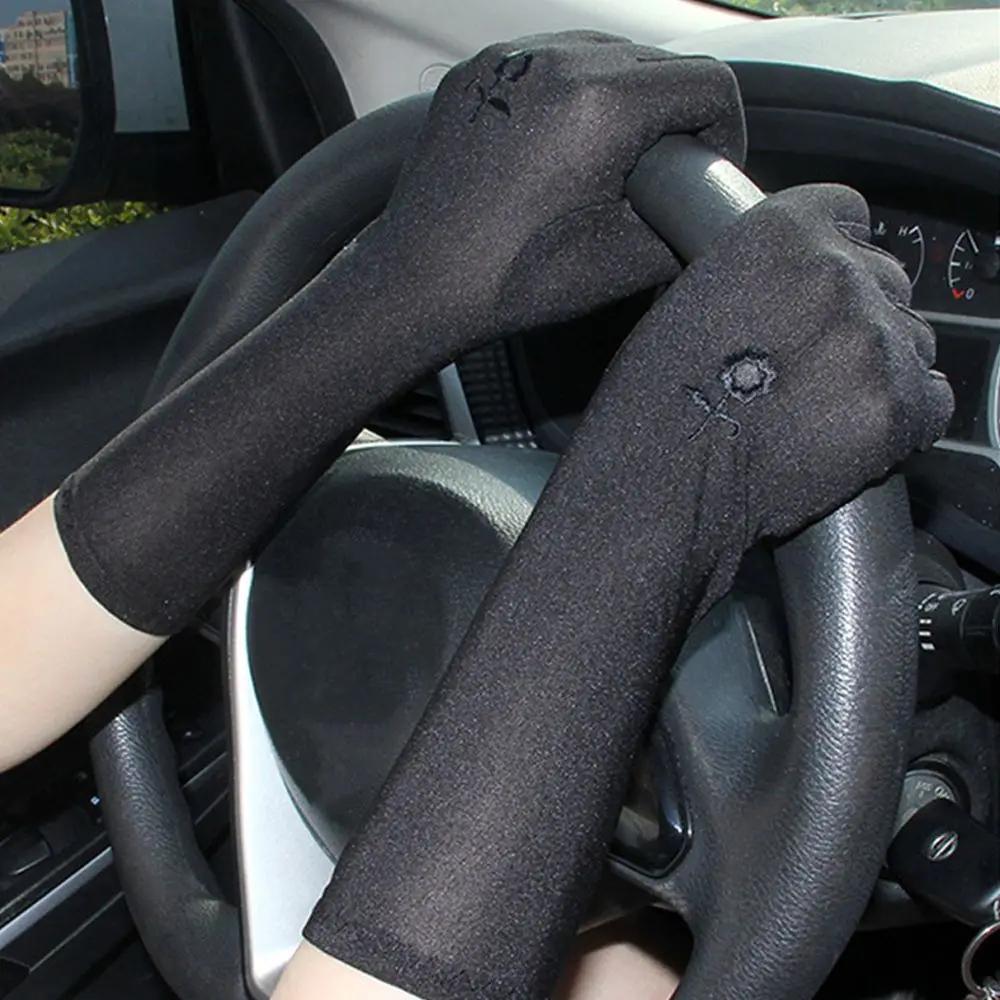 Mid-long Sunscreen Gloves for Women Summer Spring Lady Stretch Anti UV Slip Resistant Driving Gloves Breathable Thin Gloves