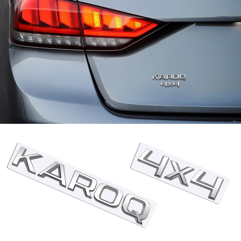 MetaL 3D Badge Logo Car Rear Trunk Body Sticker Letter Emblem For Skoda Karoq 4X4 Accessories Glossy Black Matte Black