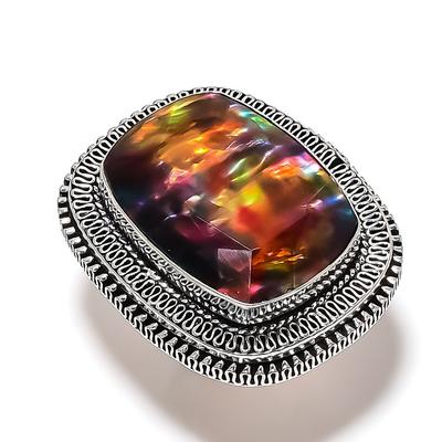 Natural Ammolite Gemstone Handmade 925 Sterling Silver Jewelry Ring Size 6 I5C26