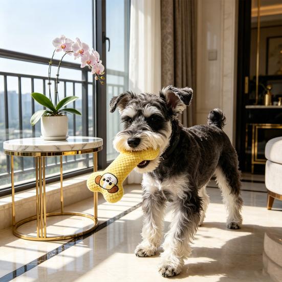 Plush Bone Dog Toy Soft Bone Dog Chew Toy with Gentle Sound Low Noise Tooth Cleaning Toy for Small Medium Dogs Teething Snuggling