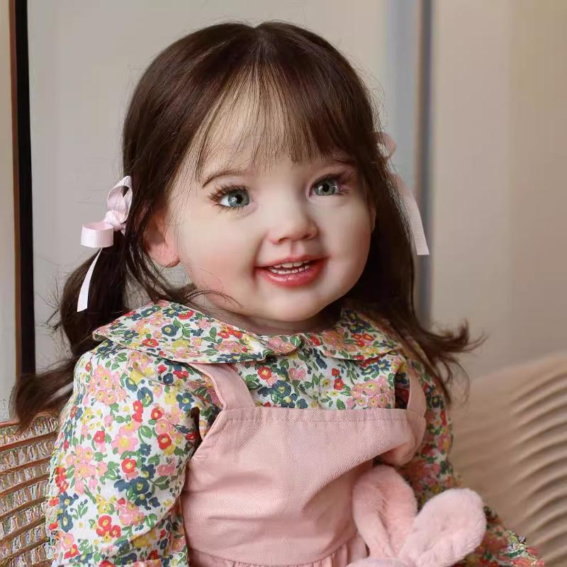 Cute Smiling Finished Reborn Girl Doll Toddler Playmate Toy 70cm Huge Cloth Body Simulation Baby Doll Cammi Children's Day Surprise Present