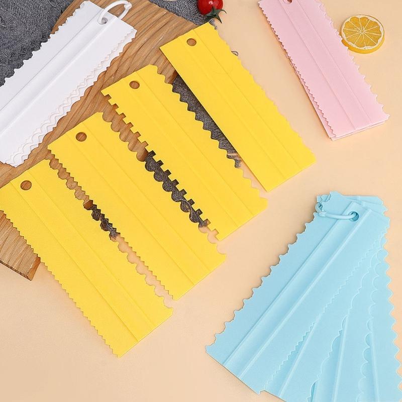 4 Piece Baking Tool Set Including Assorted Comb Scrapers Plastic for Quick Cake Decoration possesses Secure ending