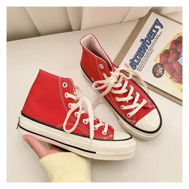 Frau Turnschuhe Schuhe Vulkanisieren Leinwand Casual Drei Mal Vulkanisieren Sommer High Top Walking Flats Frauen Lauf Sport