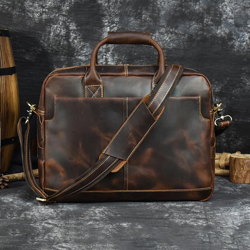 

15.6“ Men Briefcase Bag Men s Bag Genuine Leather Briefcases Man Business Laptop Computer Handbags For Men Working Tote Bag коричневый