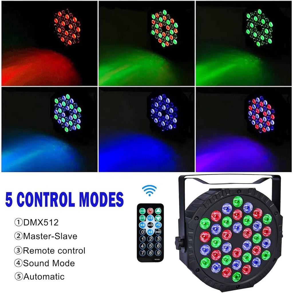 RGB Stage Uplights 36 LED Par Lights 4PCS, DMX Remote Sound Control for Disco, Wedding, Birthday, Club, Christmas