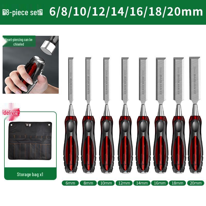 Baolian High Speed Steel Mortise and Flat Chisel Set for Woodworking