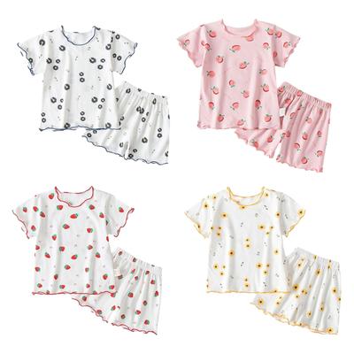 Baby Girls' Short Sleeved Top and Shorts Summer Set Ice Silk Thin Loungewear Kids Clothing Two Piece Set