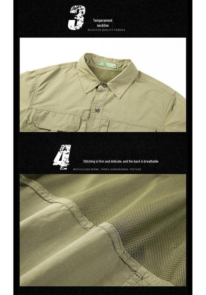 Quick-Dry Casual Long Sleeve Work Shirt - Solid Color, Lightweight Outdoor Top
