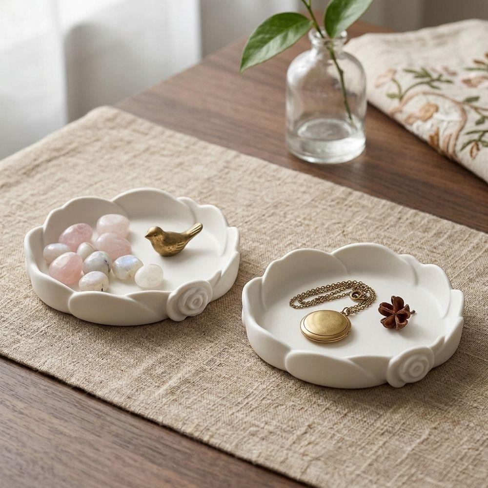 Non-Slip Base Minimalist Flower Key Dish Plastic Floral Decorative Holder  Vanity Tabletop