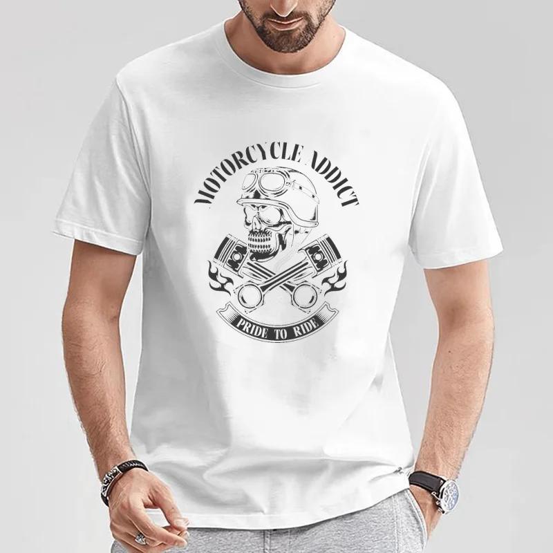 Motorcycle Addict Biker Chopper Bobber Motard Motorrad Summer Short Sleeve Plus Size Print Men T-Shirt Summer  T Shirt