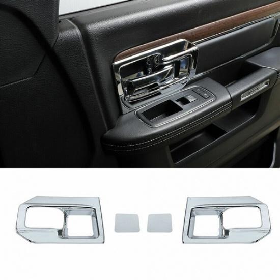2x Interior Door Handle Bowl Cover Trim Frame For Dodge Ram 1500 2011-17 Chrome