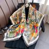 Luxury Brand Printed Hijab Scarf Elegant Thin Smooth Satin Shawl Summer Windproof Sunscreen Square Scarf For Women