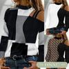 HNXC Women's Fashion Casual Autumn Winter O-Neck Long Sleeve Blouses & Shirts Classic Exquisite