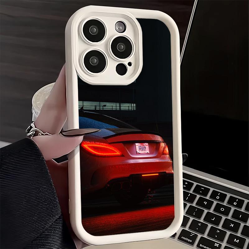 

Phone Case for iPhone 17 Air 16E 15 16 Pro Max Sports Car Cool Taillight Cover 14 Plus 13 12 Mini Soft Shell Silicone Fundas iPhone 15 Pro Max