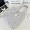 Retro Blue Grid Lazy Shoulder Shopping Bag Women Go Out Leisure Commuter Vest Bag Tote Bag