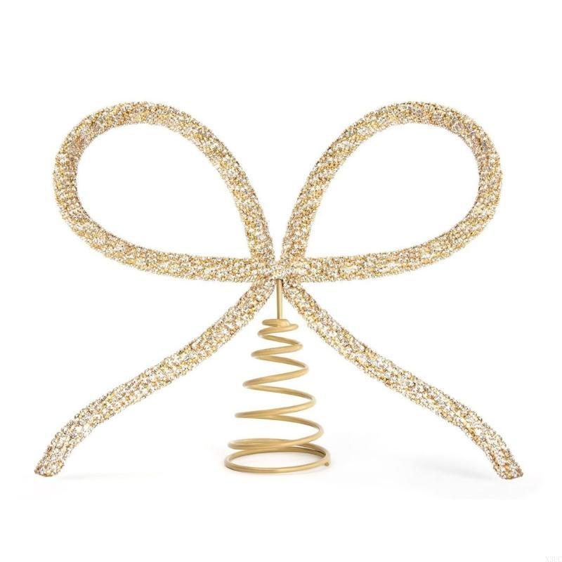 

Elegant Metal Bowknot Christmas Tree Toppers Durable Festival Decoration User Friendly Design X3UC розового золота
